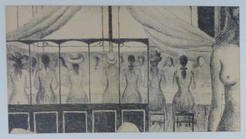 PAUL DELVAUX / TYPISCHE FIGURATIE / KLEURLITHO / 50x77cm KAD beschikbaar voor biedingen