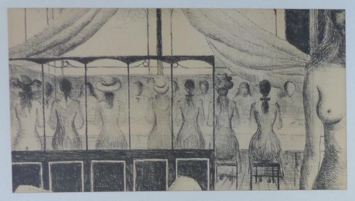 PAUL DELVAUX / TYPISCHE FIGURATIE / KLEURLITHO / 50x77cm KAD, Antiek en Kunst, Kunst | Litho's en Zeefdrukken, Ophalen