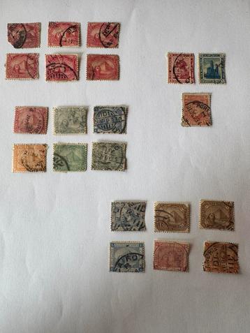 Lot 19 oude postzegels Egypte gebruikte piramides, sfinx beschikbaar voor biedingen