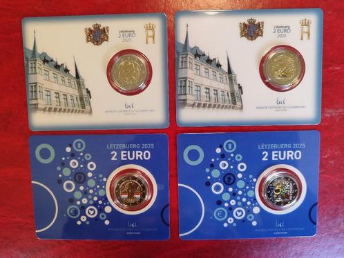 Luxemburg 2 euro 2025 BU 4 x Coincard Hendrik Schuman Kleur, Postzegels en Munten, Munten | Europa | Euromunten, Setje, 2 euro