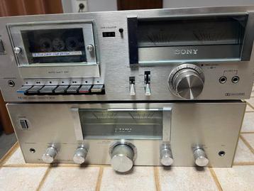 Vintage versterker met 2 grote UV-meter+deck k7 beschikbaar voor biedingen