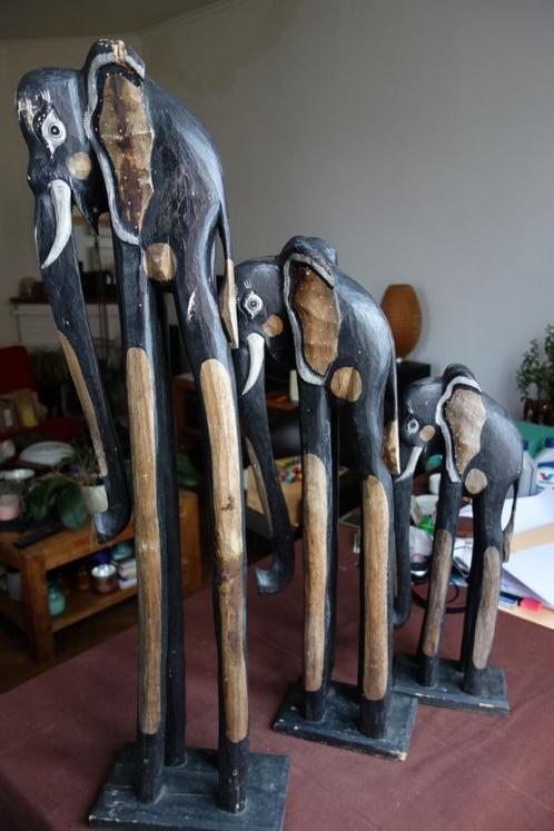 houten olifanten, Antiek en Kunst, Kunst | Beelden en Houtsnijwerken, Ophalen of Verzenden