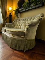 Vintage groene tweezit / zetel met franjes, Ophalen of Verzenden