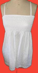 Wit topje met smokwerk Maat 40/42, Taille 38/40 (M), Sans manches, Envoi, Blanc