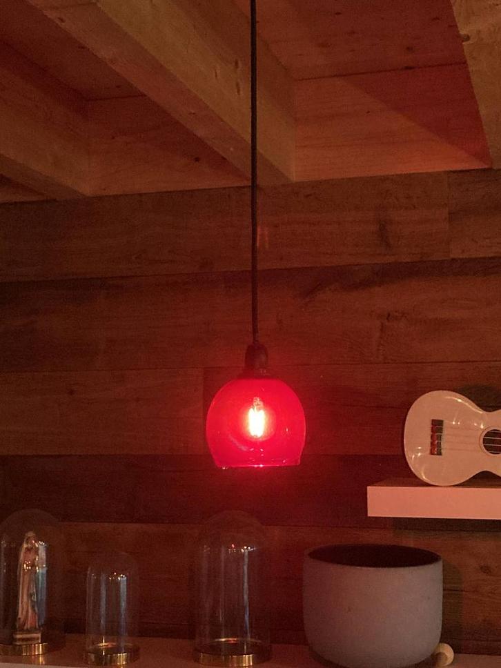 Bobèche/abat jour en verre, Huis en Inrichting, Lampen | Lampenkappen, Nieuw, Minder dan 25 cm, Rond, Rood, Ophalen