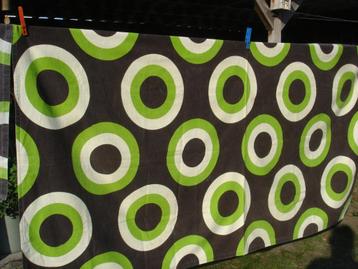 retro / vintage groen/wit bruin gordijnstof beschikbaar voor biedingen