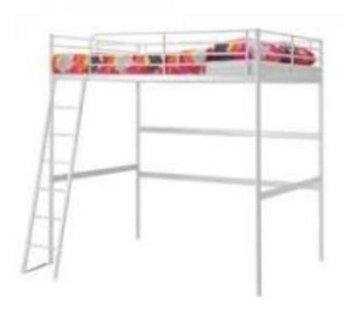 Hoogslaper Tromsö Ikea (inclusief matras), Huis en Inrichting, Slaapkamer | Bedden, Gebruikt, Eenpersoons, 90 cm, 200 cm, Metaal