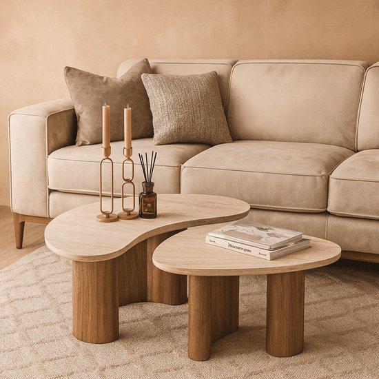 Nieuwe salontafel organische vorm (set van 2), Maison & Meubles, Tables | Tables de salon, Neuf, Ovale, Enlèvement