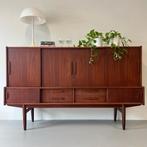 Vintage highboard met bar, Deens, teak, Ophalen of Verzenden