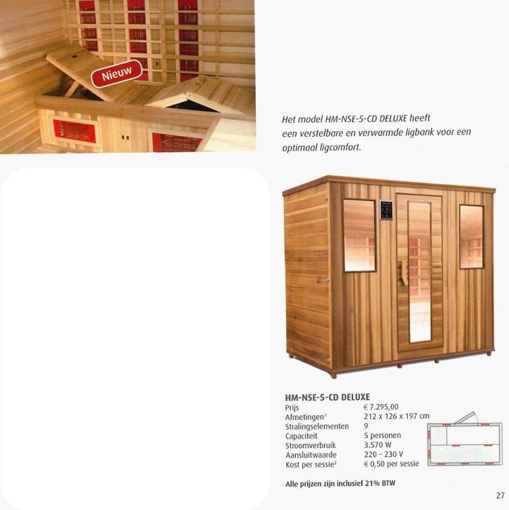 Health Mate HM-NSE-5-CD DELUXE - SPOTPRIJS!!, Sport en Fitness, Sauna, Zo goed als nieuw, Ophalen