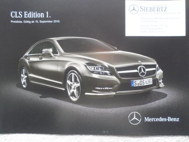 Mercedes CLS Edition 1 2010 Brochure, Boeken, Auto's | Folders en Tijdschriften, Mercedes, Ophalen of Verzenden