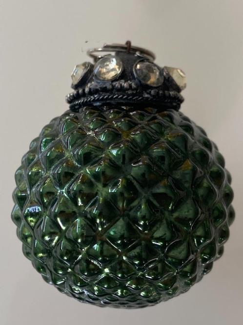 Zeldzame groene glazen Art Deco KERSTbal met parels/snoer, Antiek en Kunst, Antiek | Glaswerk en Kristal, Ophalen