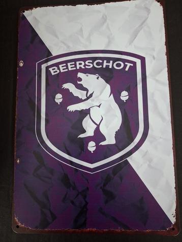 Vintage metalen bord "Beerschot" Nieuwe staat  beschikbaar voor biedingen