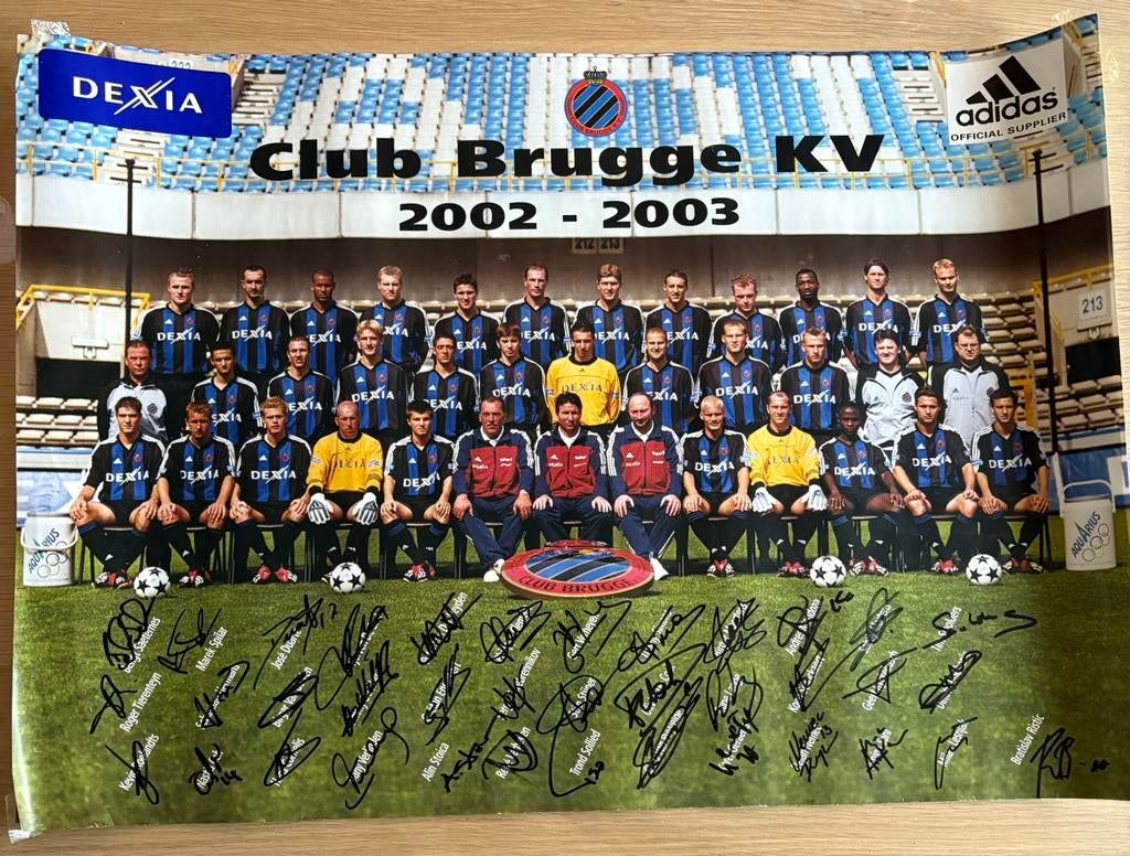 Poster Club Brugge - 2002-2003 - gehandtekend - 48 x 68cm, Enlèvement, Utilisé, Affiche, Image ou Autocollant