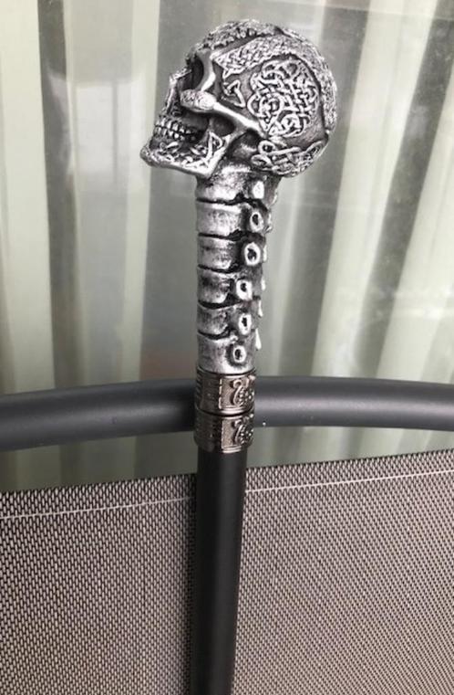 Wandelstok Schedel Doodshoofd Zilver😎🤗💑🎁👌, Diversen, Wandelstokken, Nieuw, Verstelbaar, Opvouwbaar, Ophalen of Verzenden