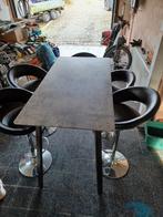 Hoge tafel 140 x 70 x 93 met 5 barstoelen, Ophalen, Gebruikt, Rechthoekig