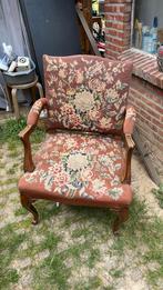Fauteuil ancien bois et tissus, Ophalen, Gebruikt, Minder dan 75 cm, 50 tot 75 cm