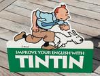 Tintin ~ PLV rare ✅ “Improve your english” 🇬🇧 Hergé 🎅🏼, Enlèvement ou Envoi, Tintin, Neuf, Image, Affiche ou Autocollant