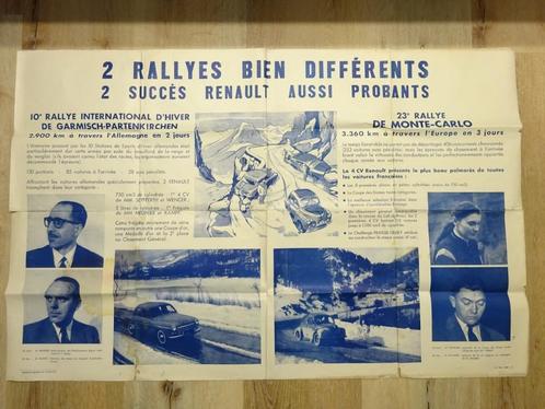 Affiche du rallye automobile Renault 4CV 1953 Monte Carlo, Collections, Marques automobiles, Motos & Formules 1, Utilisé, Voitures