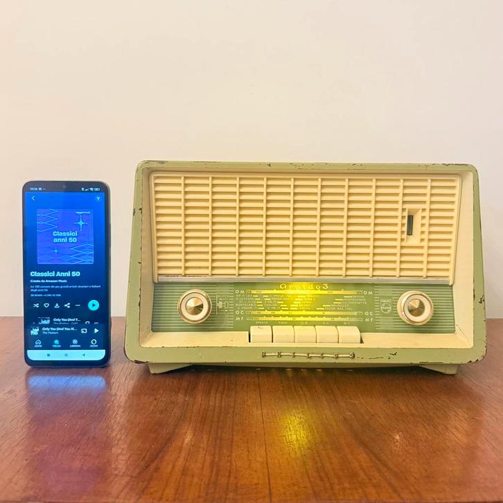 VINTAGE BUIZENRADIO PHILIPS ARALDO 3 B3I90A 1959 BLUETOOTH, Antiek en Kunst, Antiek | Tv's en Audio, Verzenden
