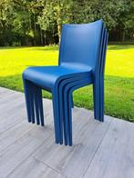 4 Italiaanse Nassau 533 designstoelen in blauw kunststof, Ophalen, Kunststof, Blauw, Design Modern