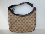 Gucci shoudertas beige en bruin leder en canvas, Handtassen en Accessoires, Tassen | Damestassen, Ophalen of Verzenden, Zo goed als nieuw