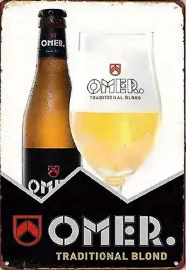 Reclamebord vintage Omer blond - mancave poolhouse nieuw, Verzamelen, Biermerken, Zo goed als nieuw, Reclamebord, Plaat of Schild