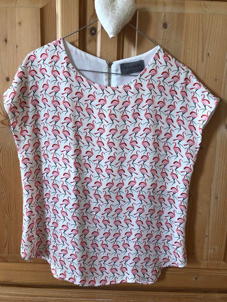 Blouse flamands roses Amélie & Amélie, Porté, Taille 36 (S), Beige