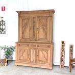 Zwaar antieke Franse geloogde eiken wandkast H 218 B 151 D45, Ophalen, Gebruikt, 200 cm of meer, 150 tot 200 cm