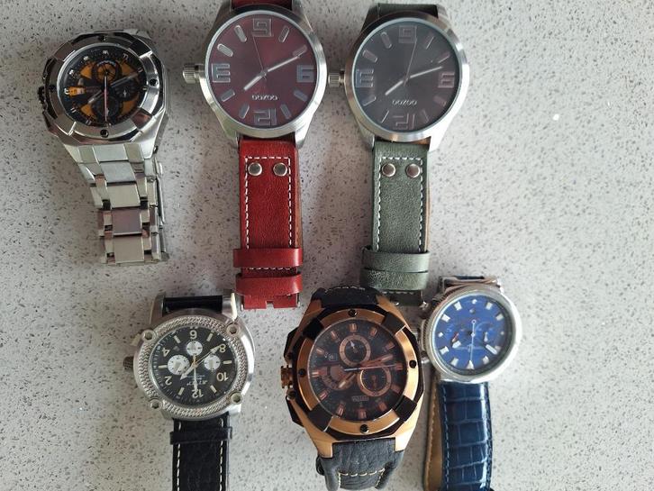 Herenhorloges 6 stuks festina,ulysse nard.,oozoo.enz., Handtassen en Accessoires, Horloges | Heren, Nieuw, Polshorloge, Overige merken