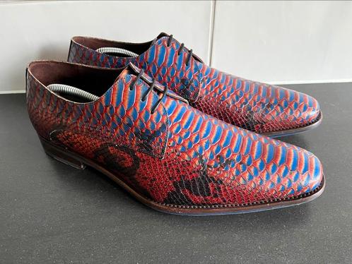 Floris van Bommel herenschoenen maat 9.5 / 43.5 H, Kleding | Heren, Schoenen, Zo goed als nieuw, Veterschoenen, Blauw, Ophalen of Verzenden