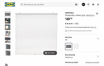 HOPPVALS ikea Plisségordijn, dubbel, wit, 140x210 cm, Enlèvement, Neuf, Blanc