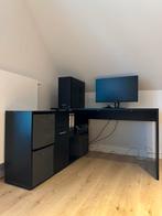 Zwarte L-hoek bureau, Ophalen, Zo goed als nieuw, Bureau