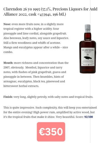 Clarendon 26 yo 1995/2022 57.1% Auld Alliance  beschikbaar voor biedingen