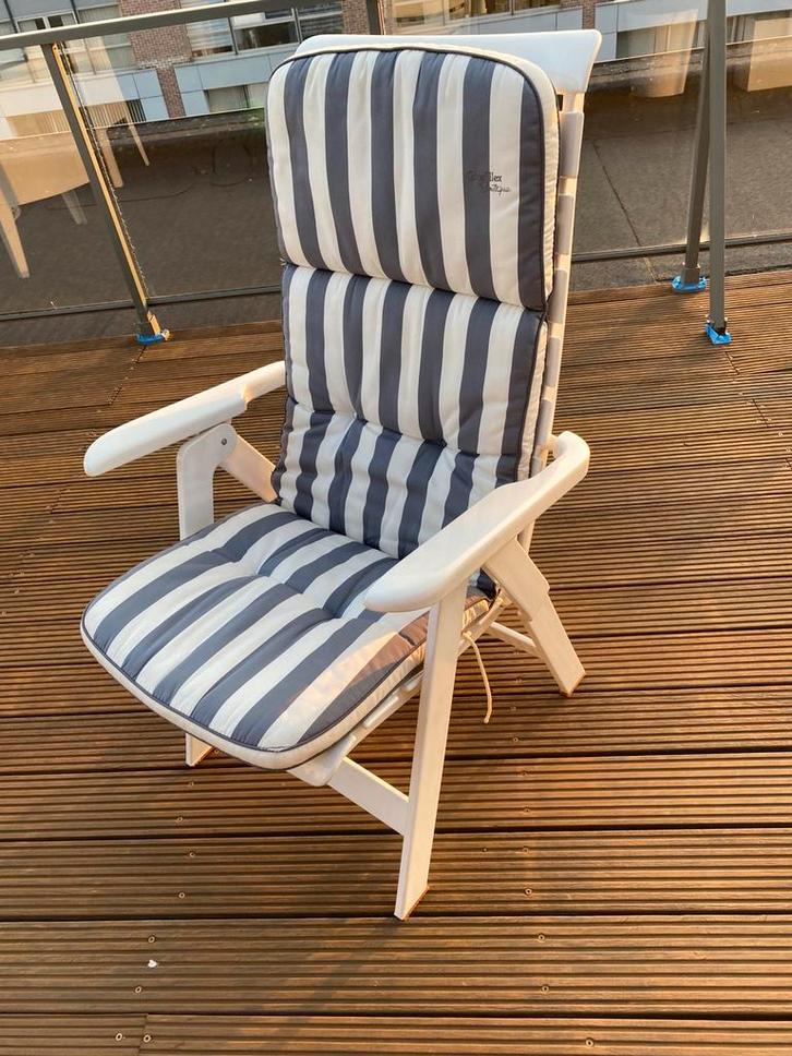 Rovergarden tuinstoel type Angera + Grosfillex ligkussen, Tuin en Terras, Tuinstoelen, Gebruikt, Kunststof, Inklapbaar, Verstelbaar