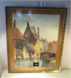 Mooie Antieke Aquarel 'De Brugse Grachten' - gesigneerd, Antiek en Kunst, Kunst | Schilderijen | Klassiek, Ophalen of Verzenden