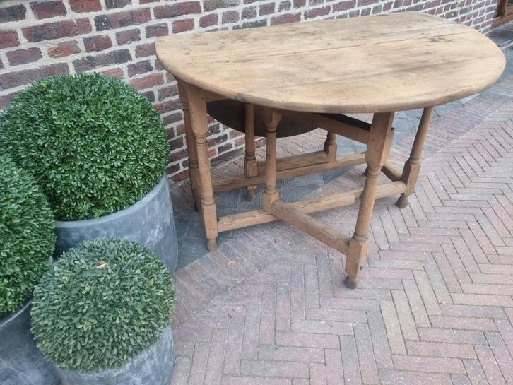 Oude eiken bijzettafel/klaptafel, Huis en Inrichting, Tafels | Bijzettafels, Zo goed als nieuw, Ophalen of Verzenden