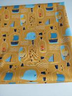 Laatste stuk! 1,5 meter katoen boodschap fles oker klimt, Hobby en Vrije tijd, Stoffen en Lappen, 120 cm of meer, Nieuw, Ophalen of Verzenden