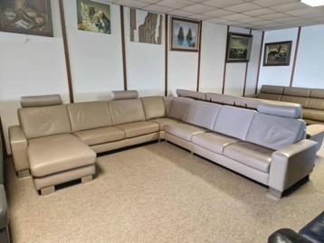 TAUPE BUFFELLEDEREN HOEKSALON AFM 155 X 320 X 390  beschikbaar voor biedingen