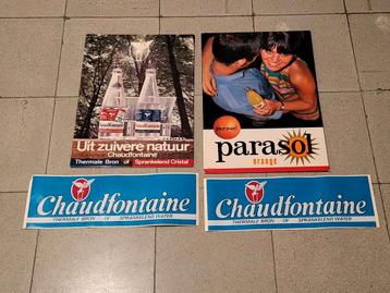 4 oude reclame items van Parasol en Chaudfontaine 