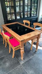 Table avec 4 chaises, Maison & Meubles, Tables | Tables à manger, 100 à 150 cm, Rectangulaire, Landelijke, 50 à 100 cm