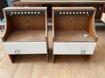2 Retro vintage nachttafels– met licht en schuiflade, Ophalen, Gebruikt