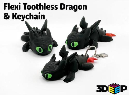 Mini flexi animals toothless & fury sleutelhangers, Kinderen en Baby's, Speelgoed | Actiefiguren, Nieuw, Ophalen of Verzenden