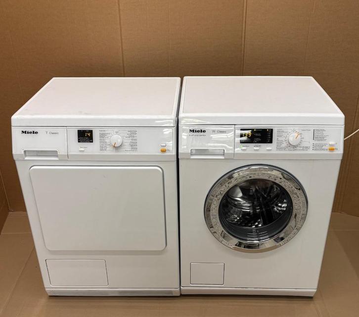 MIELE wasmachine + MIELE condensdroogkast, Elektronische apparatuur, Wasmachines, Zo goed als nieuw, Voorlader, 6 tot 8 kg, Minder dan 85 cm