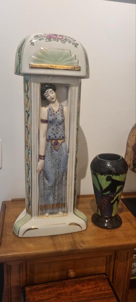 Art Deco colonial lamp M DUCHAUSSY 1931 BEELD limoges, Antiek en Kunst, Antiek | Porselein, Ophalen of Verzenden
