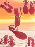 Tongs rouges avec strass 36, Sandales de bain, Envoi, Neuf, Rouge