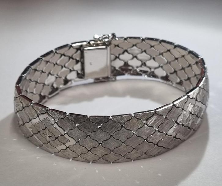 Brede Vintage Zilveren Armband 925 (44,75g) (20cm x 1,7cm), Handtassen en Accessoires, Armbanden, Zo goed als nieuw, Zilver, Zilver