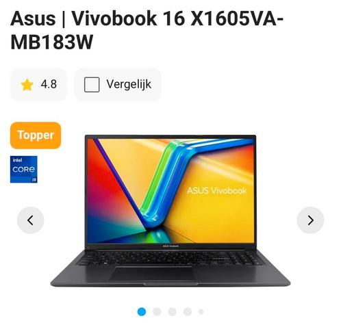 Asus | Vivobook 16 X1605VA-MB183W, Computers en Software, Windows Laptops, Gebruikt, 16 inch, SSD, 2 tot 3 Ghz, 16 GB, Azerty