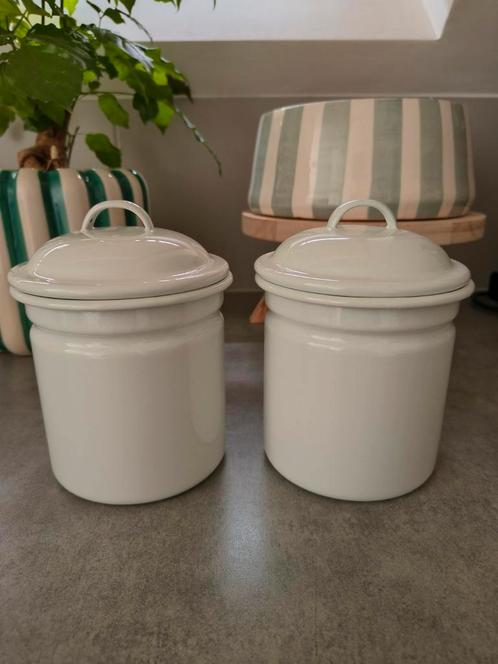 Emaille bewaarpotten, Huis en Inrichting, Keuken | Potten en Pannen, Zo goed als nieuw, Pot, Bus of Blik, Ophalen of Verzenden