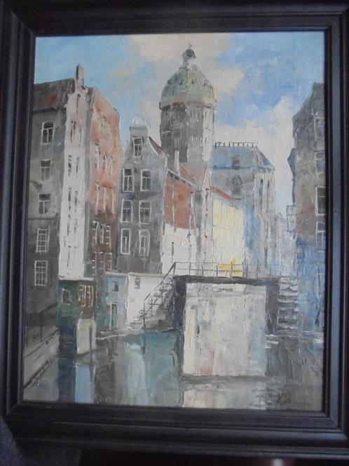 Louis Bron  1884 - 1959  Amsterdams Stadsgezicht, Antiquités & Art, Art | Peinture | Classique, Envoi